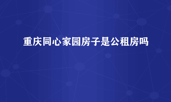 重庆同心家园房子是公租房吗