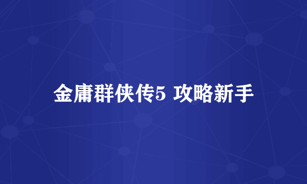 金庸群侠传5 攻略新手