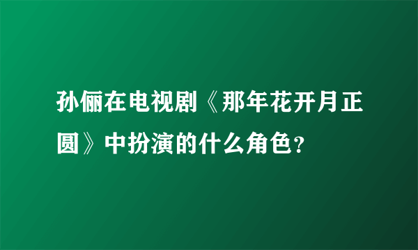 孙俪在电视剧《那年花开月正圆》中扮演的什么角色？