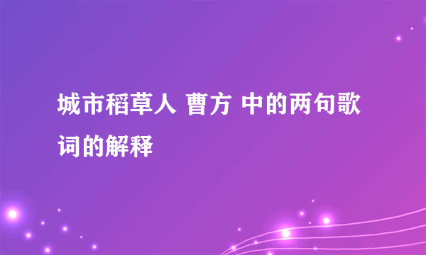 城市稻草人 曹方 中的两句歌词的解释