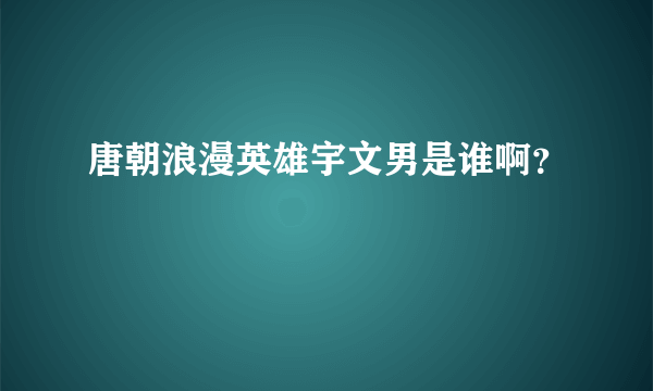 唐朝浪漫英雄宇文男是谁啊？