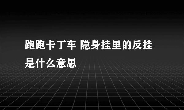 跑跑卡丁车 隐身挂里的反挂是什么意思