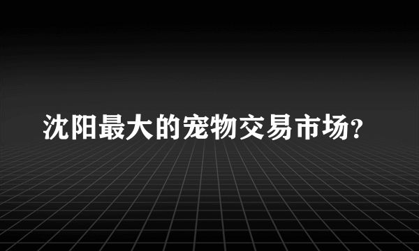 沈阳最大的宠物交易市场？