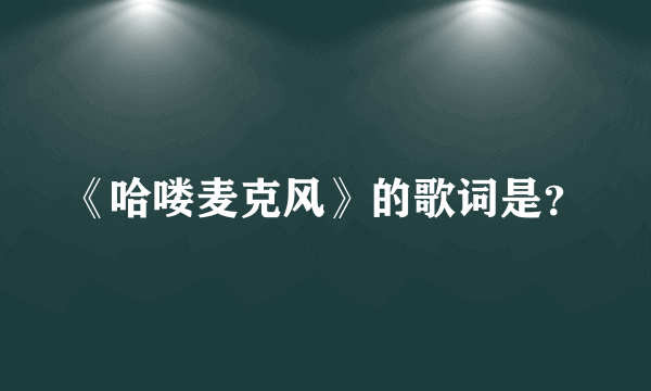 《哈喽麦克风》的歌词是？