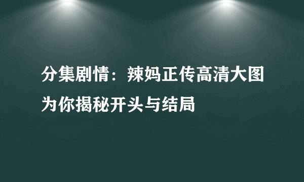 分集剧情：辣妈正传高清大图为你揭秘开头与结局