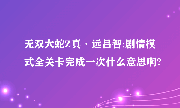 无双大蛇Z真·远吕智:剧情模式全关卡完成一次什么意思啊?