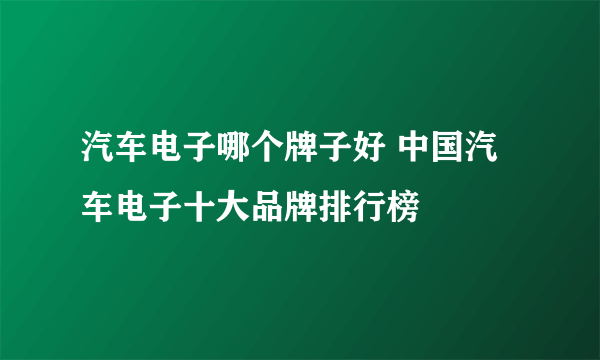 汽车电子哪个牌子好 中国汽车电子十大品牌排行榜