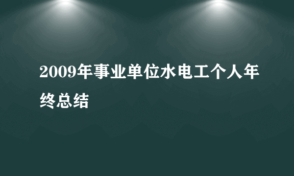 2009年事业单位水电工个人年终总结