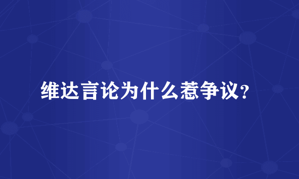 维达言论为什么惹争议？