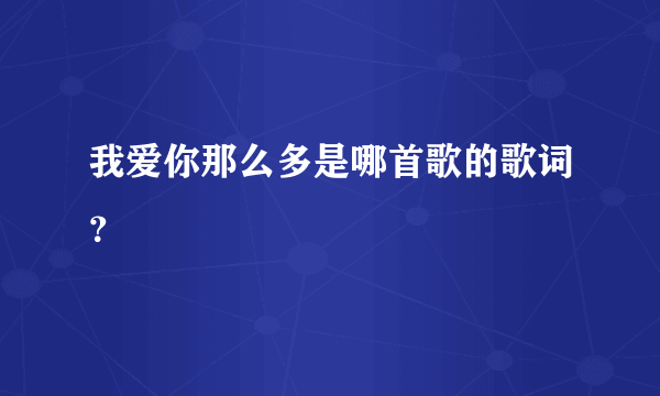 我爱你那么多是哪首歌的歌词？