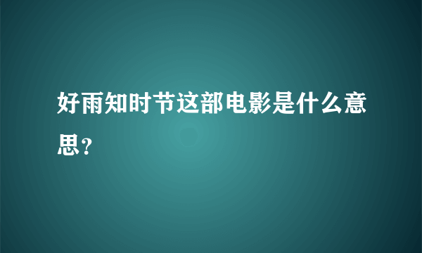 好雨知时节这部电影是什么意思？