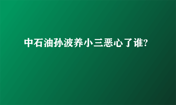 中石油孙波养小三恶心了谁?