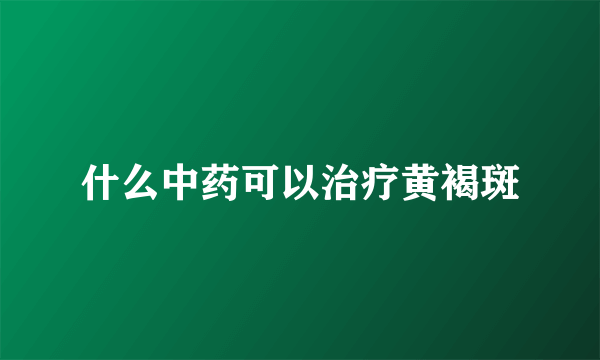 什么中药可以治疗黄褐斑