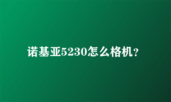 诺基亚5230怎么格机？