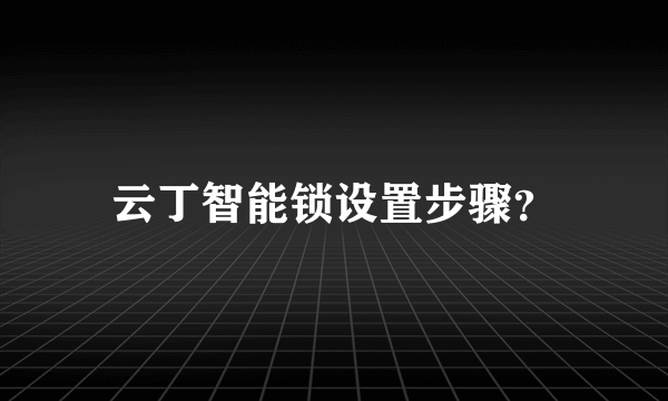 云丁智能锁设置步骤？