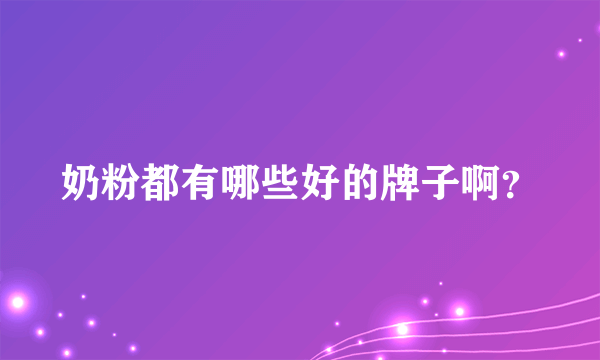 奶粉都有哪些好的牌子啊？