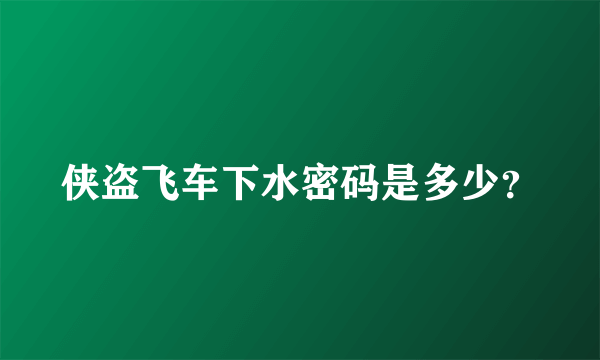 侠盗飞车下水密码是多少？