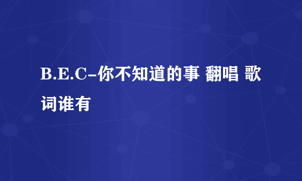 B.E.C-你不知道的事 翻唱 歌词谁有