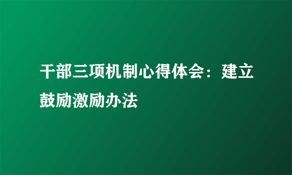 干部三项机制心得体会：建立鼓励激励办法