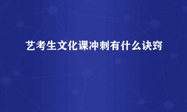 艺考生文化课冲刺有什么诀窍