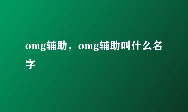 omg辅助，omg辅助叫什么名字