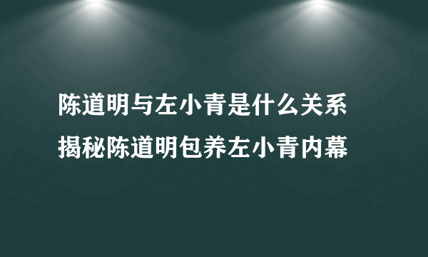 陈道明与左小青是什么关系 揭秘陈道明包养左小青内幕