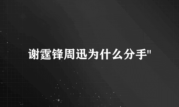 谢霆锋周迅为什么分手