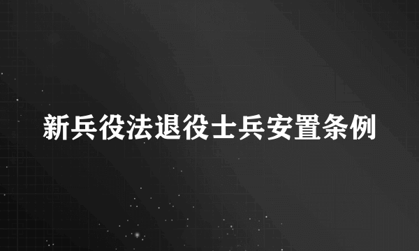 新兵役法退役士兵安置条例