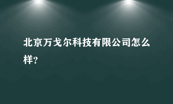 北京万戈尔科技有限公司怎么样？