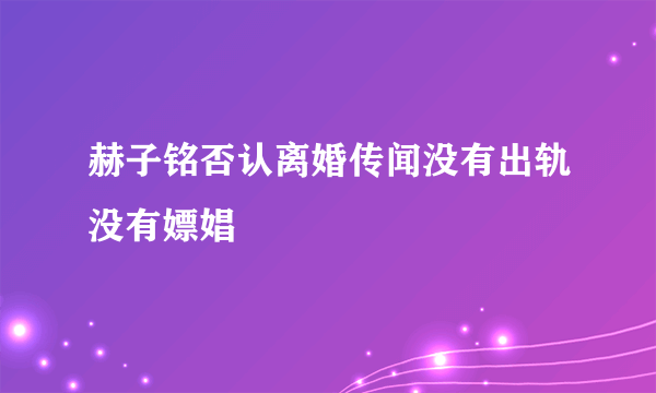 赫子铭否认离婚传闻没有出轨没有嫖娼