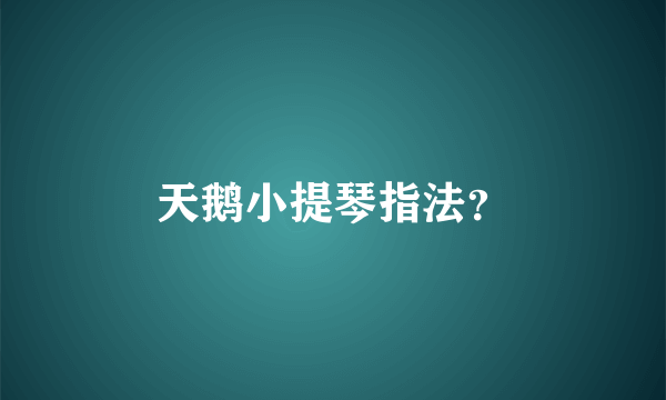 天鹅小提琴指法？