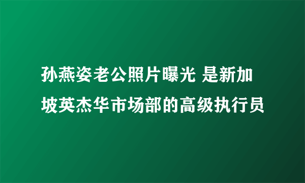 孙燕姿老公照片曝光 是新加坡英杰华市场部的高级执行员