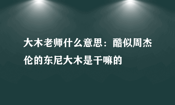 大木老师什么意思：酷似周杰伦的东尼大木是干嘛的