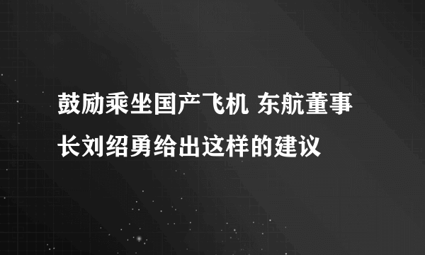 鼓励乘坐国产飞机 东航董事长刘绍勇给出这样的建议