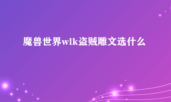 魔兽世界wlk盗贼雕文选什么