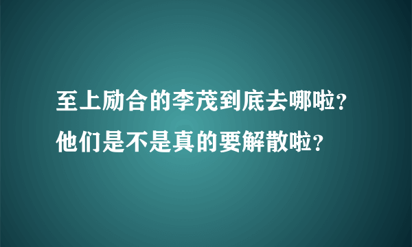 至上励合的李茂到底去哪啦？他们是不是真的要解散啦？