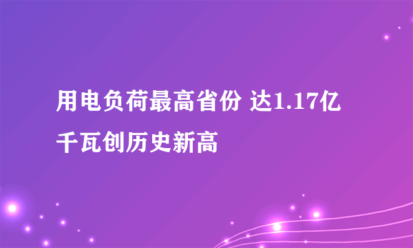 用电负荷最高省份 达1.17亿千瓦创历史新高