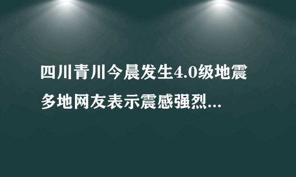 四川青川今晨发生4.0级地震 多地网友表示震感强烈 暂未收到伤亡报告