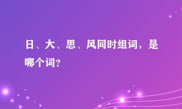 日、大、思、风同时组词，是哪个词？