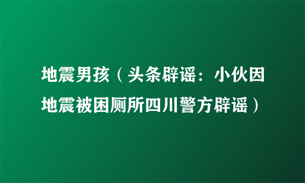 地震男孩（头条辟谣：小伙因地震被困厕所四川警方辟谣）