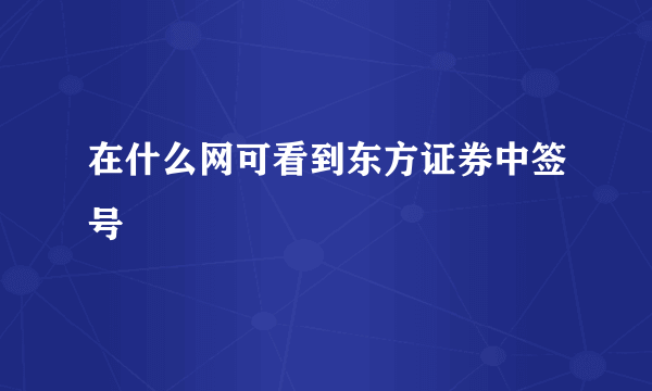 在什么网可看到东方证券中签号