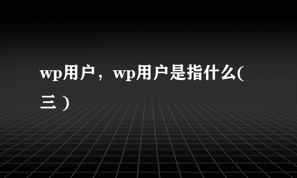 wp用户，wp用户是指什么( 三 )