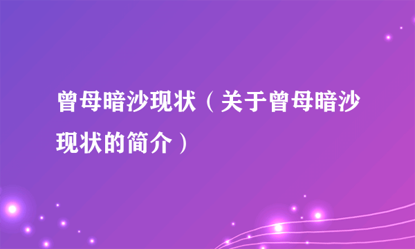 曾母暗沙现状（关于曾母暗沙现状的简介）