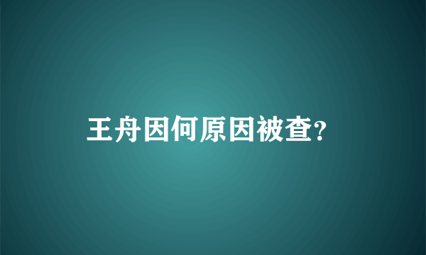 王舟因何原因被查？