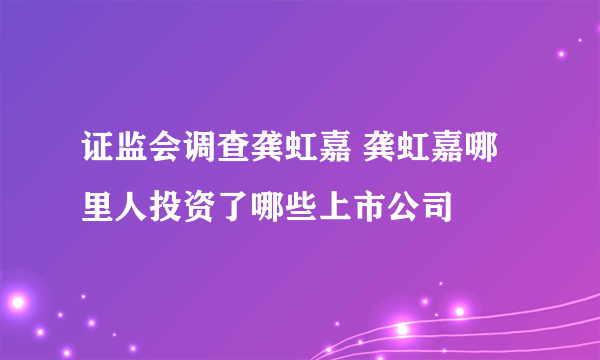 证监会调查龚虹嘉 龚虹嘉哪里人投资了哪些上市公司