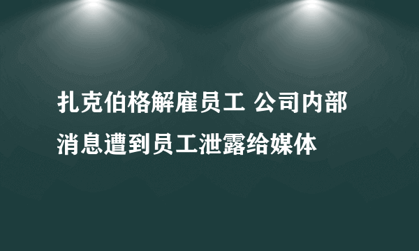 扎克伯格解雇员工 公司内部消息遭到员工泄露给媒体