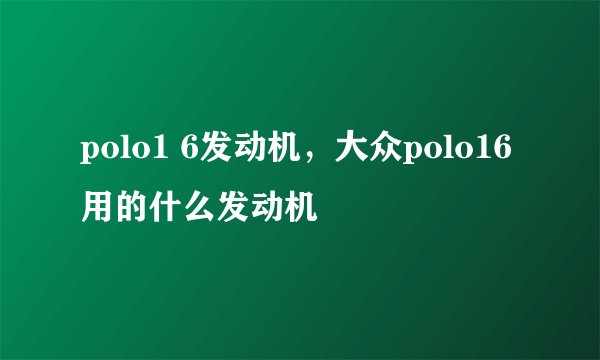 polo1 6发动机，大众polo16用的什么发动机