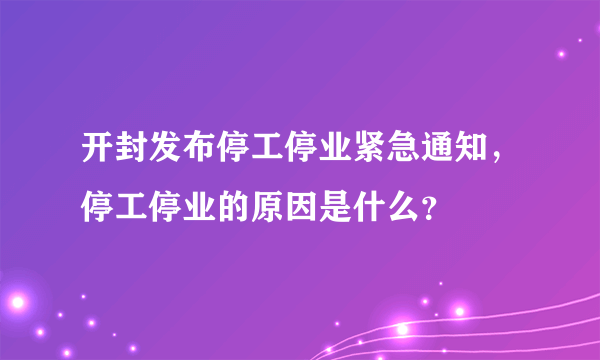 开封发布停工停业紧急通知，停工停业的原因是什么？