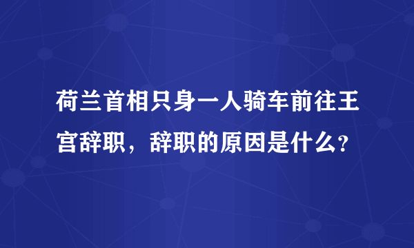 荷兰首相只身一人骑车前往王宫辞职，辞职的原因是什么？