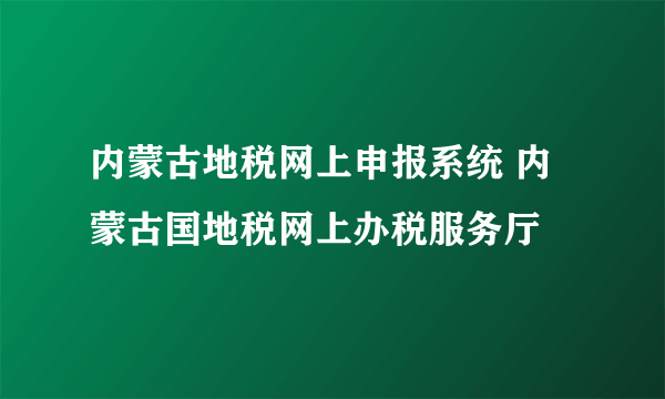 内蒙古地税网上申报系统 内蒙古国地税网上办税服务厅